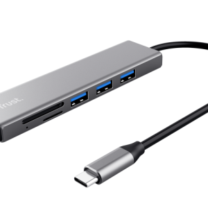 Hub Trust Halyx Cardreader, 3 porturi USB 3.2, gri