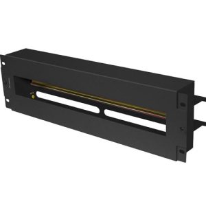 Panou distribuție tensiune 19" 3U cu șină DIN TS-35, negru