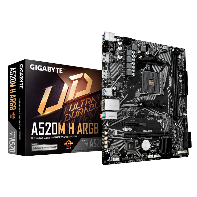 GIGABYTE A520M H ARGB. Processor manufacturer: AMD, Processor socket: Socket