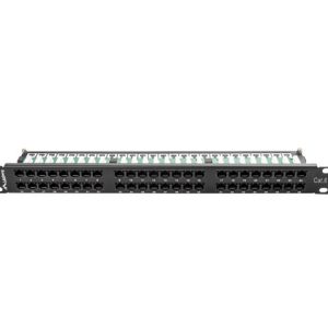 Patch panel 48 porturi 1U 19" Cat.6 UTP negru