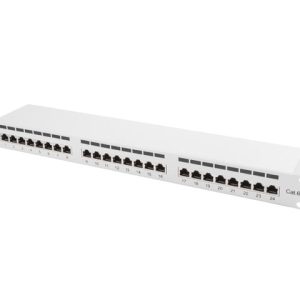 Patch panel 24 porturi 1U 19" Cat.6 FTP cu organizator
