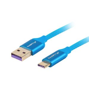 Cablu USB-C(M)  USB-A(M) 2.0 1 m albastru Premium 5A