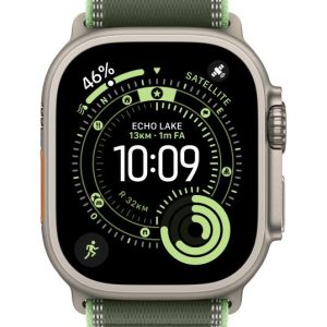Apple Watch 49mm Green/Neon Trail Loop - M/L - Natural Titanium Finish
