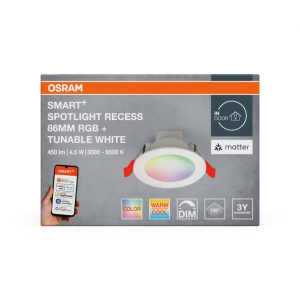Spot LED RGB incastrat OSRAM SMART+ MATTER 100°, 4.5W, 450