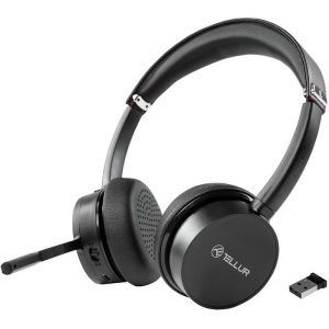 Casti Over-ear TELLUR Voice Pro, Wireless, Noise-canceling, Negru