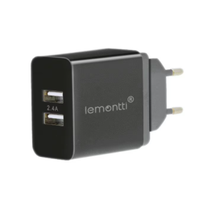 Lemontti Incarcator Retea 2.4A 2 porturi USB-A Negru