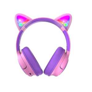 PowerLocus Casti pentru copii, Wireless, Bobo Cat Ears, Purple/Pink