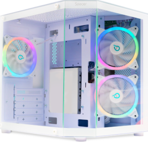 Carcasa SPACER SPCS-GC-AQUARIUM-WH, Cube Tower, White